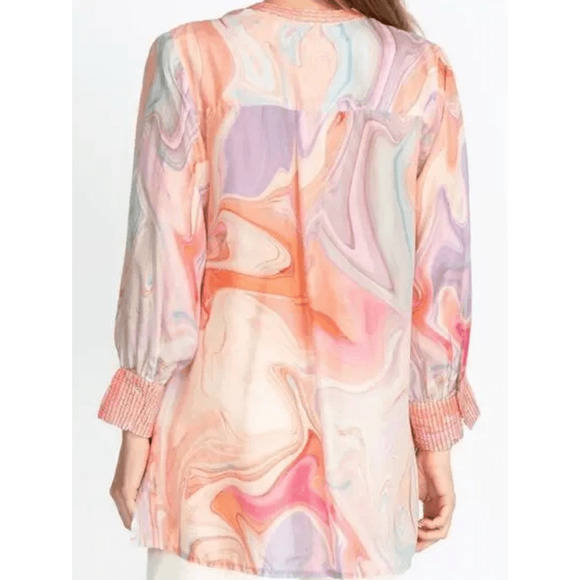 Johnny Was Silk Top Pink Multi Boho Tunic - Picture 2 of 13